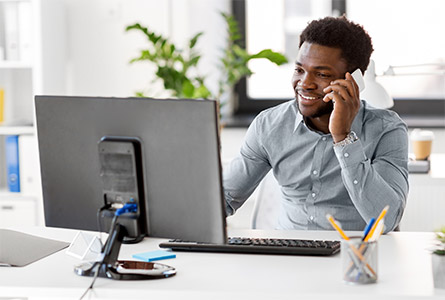 man speaking on phone