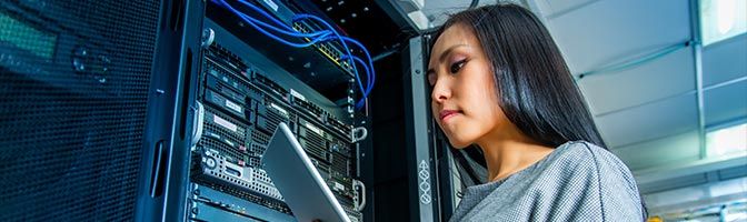 Female technician using tablet