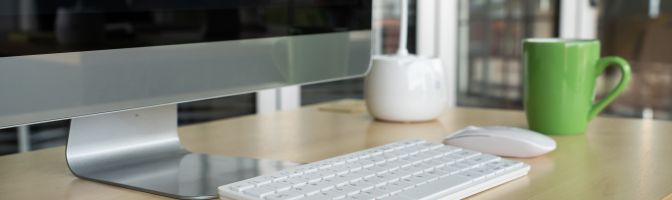 computer screen and keyboard at office