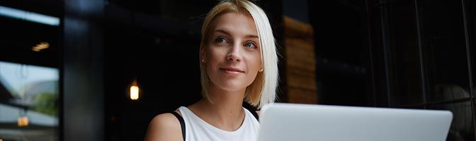 Woman using laptop