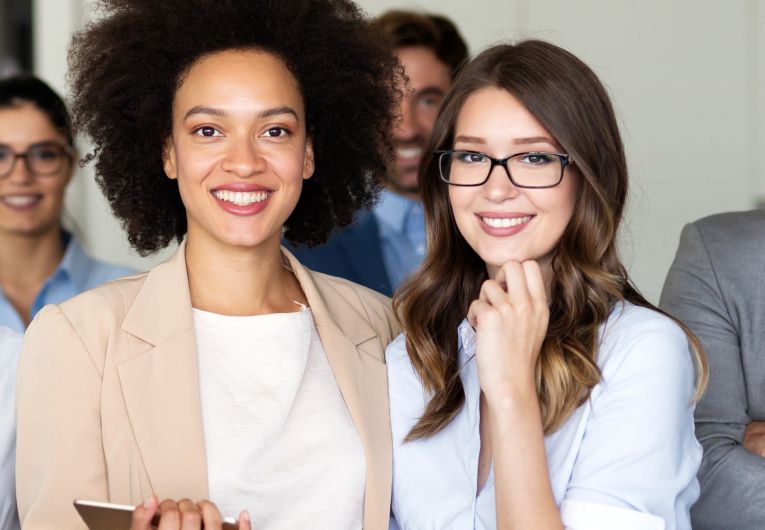 diverse employees smiling