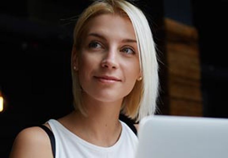 Woman using laptop