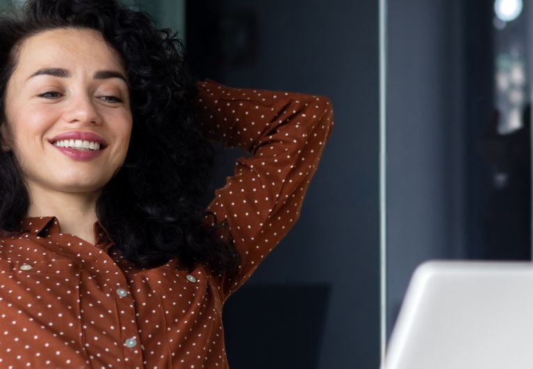 woman relaxed at work