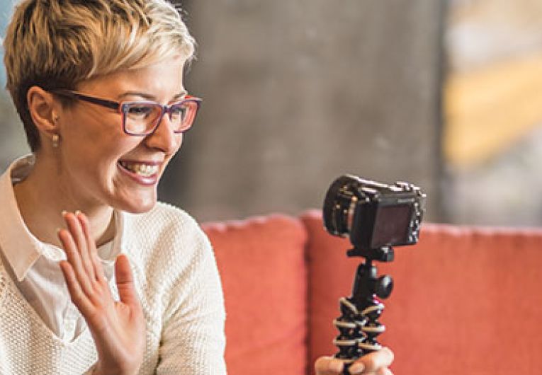 Woman filming herself